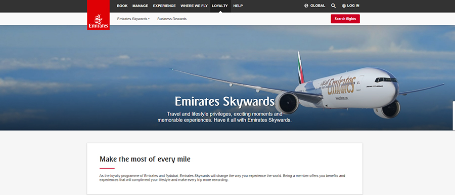 Emirates Skywards presenta más de 1500 nuevas formas de ganar millas